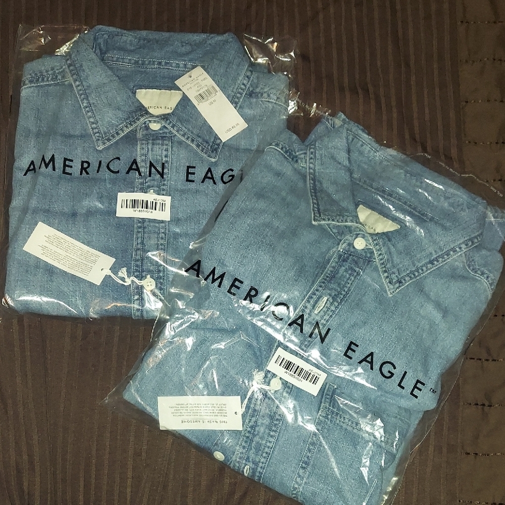 American Eagle Outfitters Blue Casual Button Down Shirt